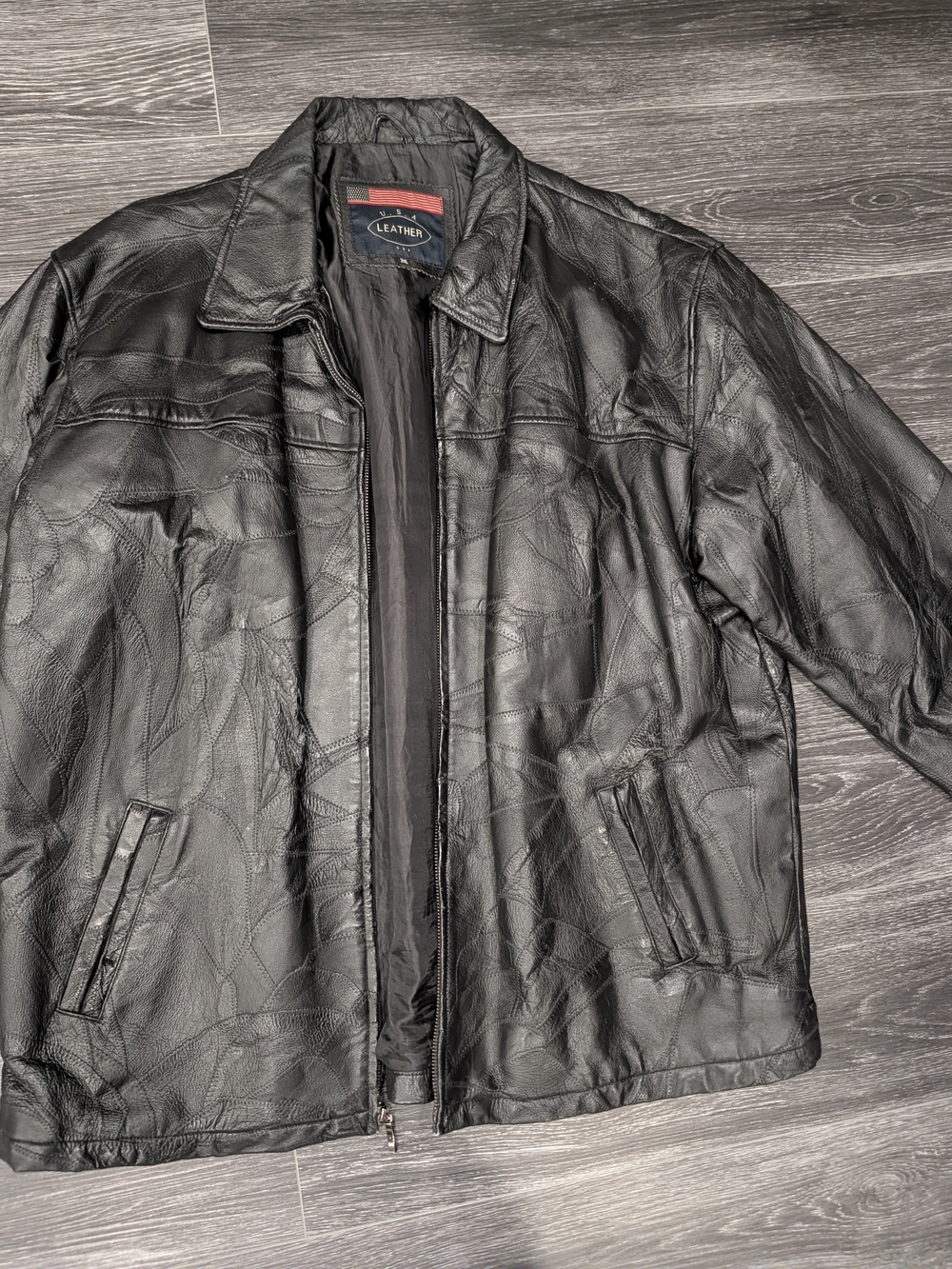 Men's Black Leather Zip-Front Jacket